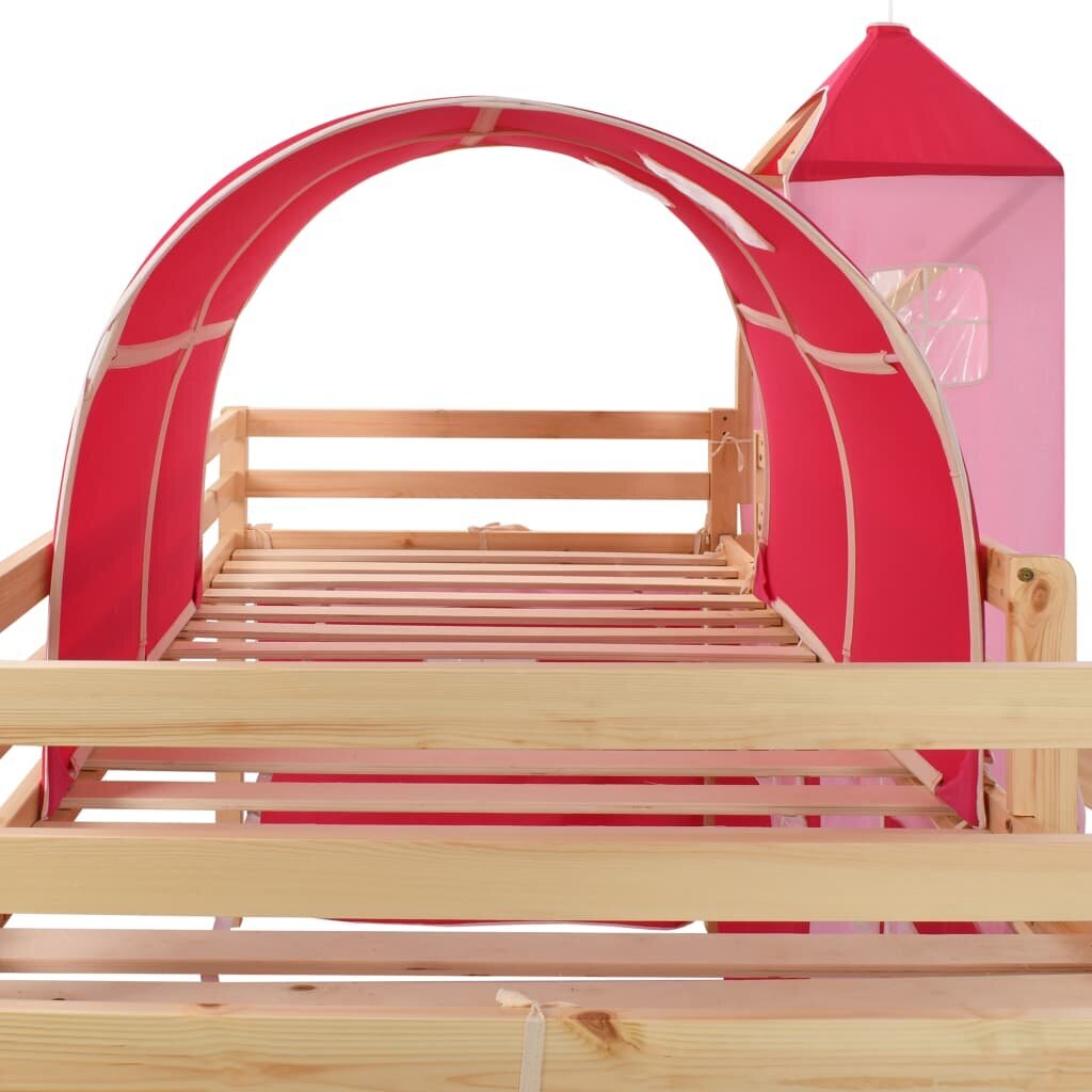 Dviaukštės lovos rėmas vaikams su čiuožykla, 97x208 cm, pušis kaina ir informacija | Vaikiškos lovos | pigu.lt