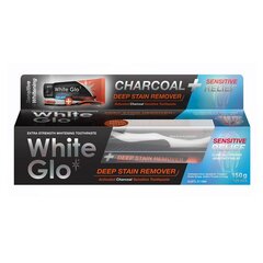 White Glo Charcoal Deep Stain Remover Sensitive Relief  зубная паста 125 ml цена и информация | Зубные щетки, пасты | pigu.lt