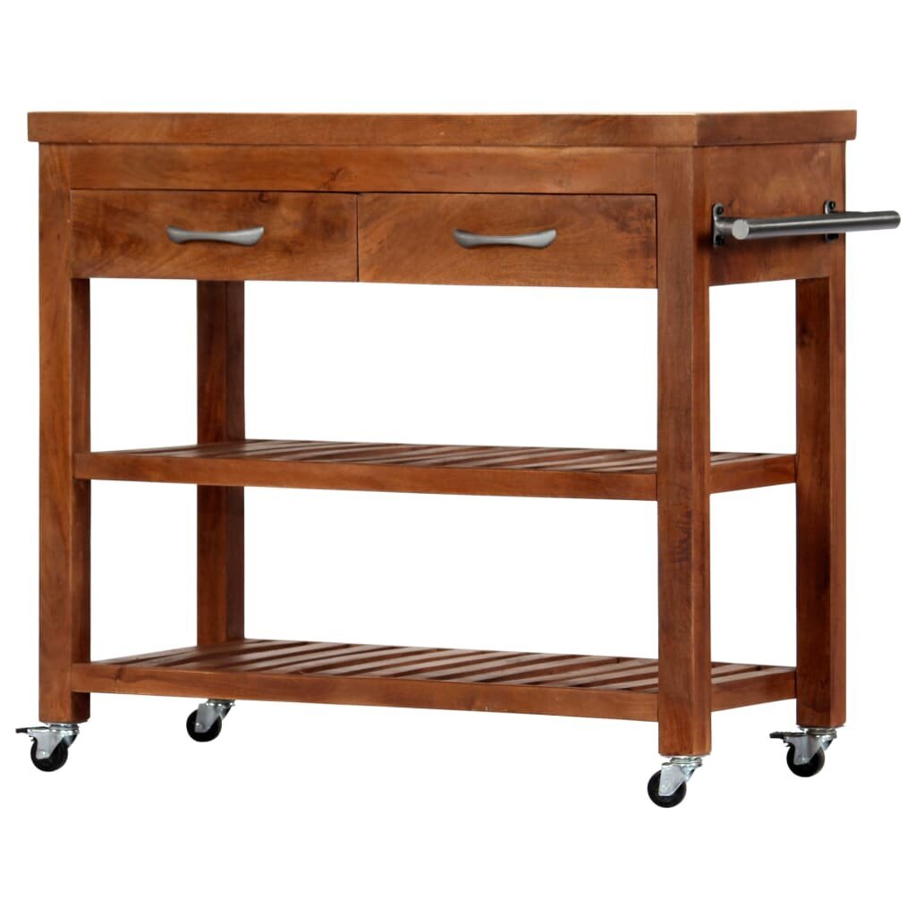 Virtuvės vežimėlis, 100x48x89cm, akacijos medienos masyvas kaina ir informacija | Virtuvės ir valgomojo stalai, staliukai | pigu.lt