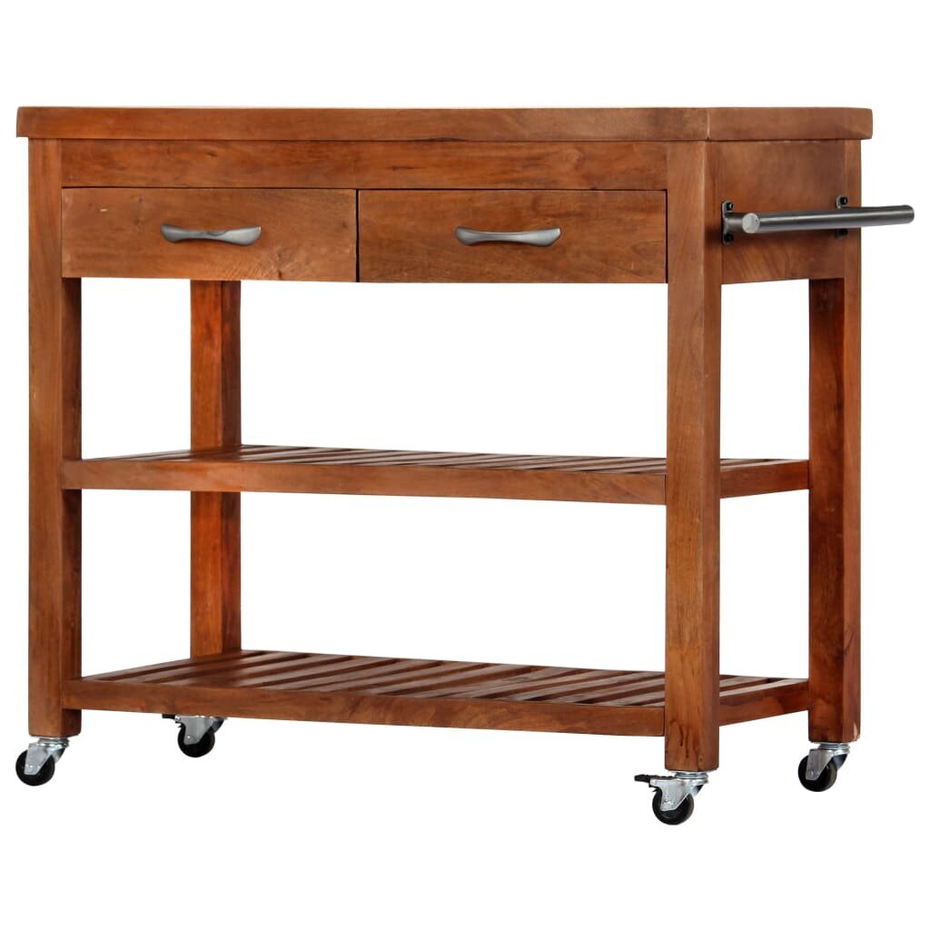 Virtuvės vežimėlis, 100x48x89cm, akacijos medienos masyvas kaina ir informacija | Virtuvės ir valgomojo stalai, staliukai | pigu.lt
