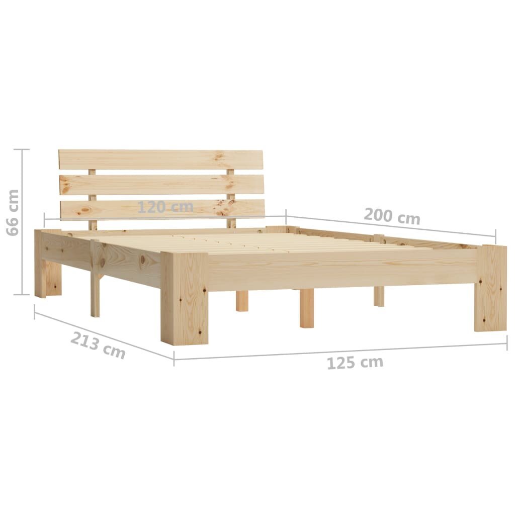 Lovos rėmas iš pušies medienos masyvo, 120x200 cm, rudas цена и информация | Lovos | pigu.lt