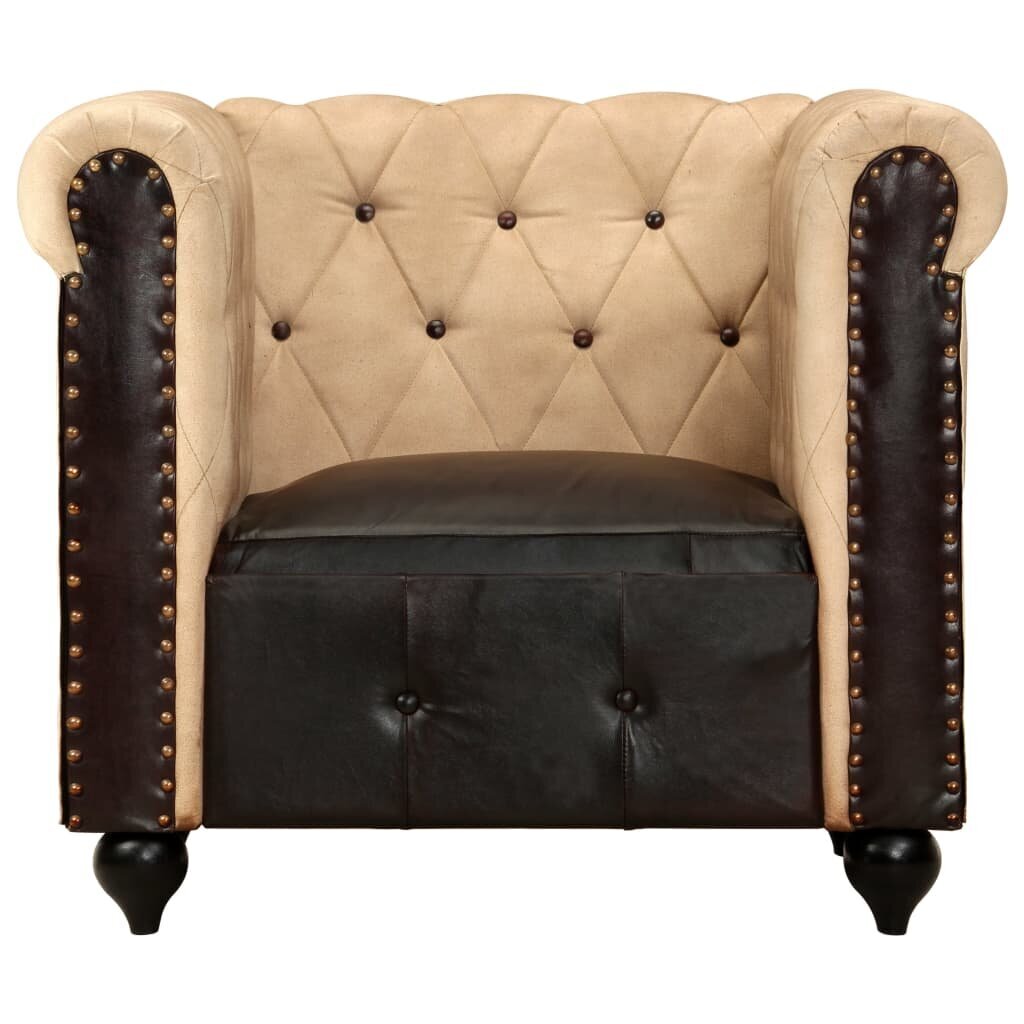 Chesterfield krėslas, rudos spalvos, tikra oda kaina ir informacija | Svetainės foteliai | pigu.lt