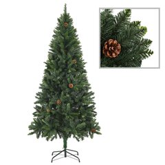 Dirbtinė kalėdinė eglutė su kankorėžiais, 180 cm, žalia цена и информация | Искусственные елки | pigu.lt