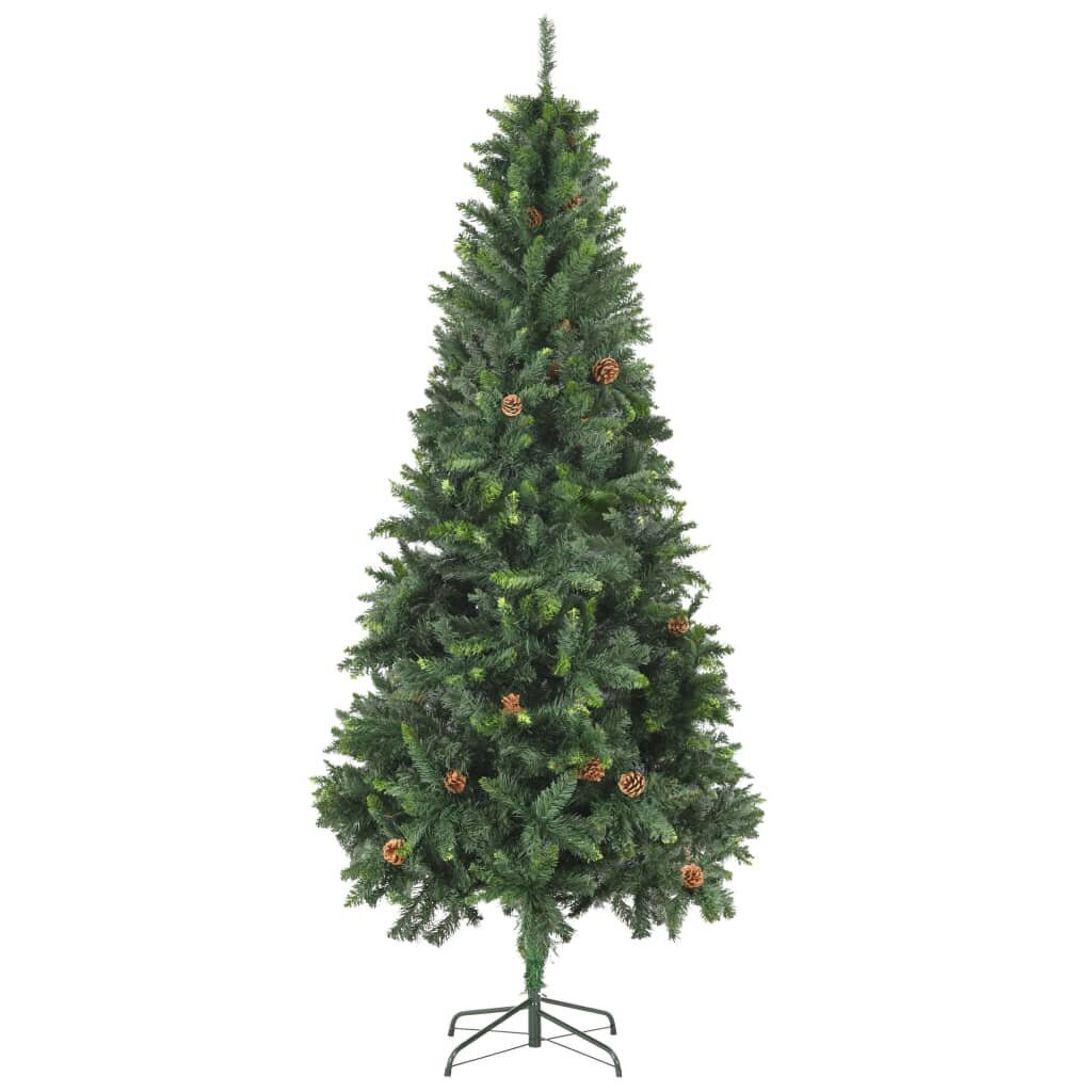 Dirbtinė kalėdinė eglutė su kankorėžiais, 210 cm, žalia kaina ir informacija | Eglutės, vainikai, stovai | pigu.lt