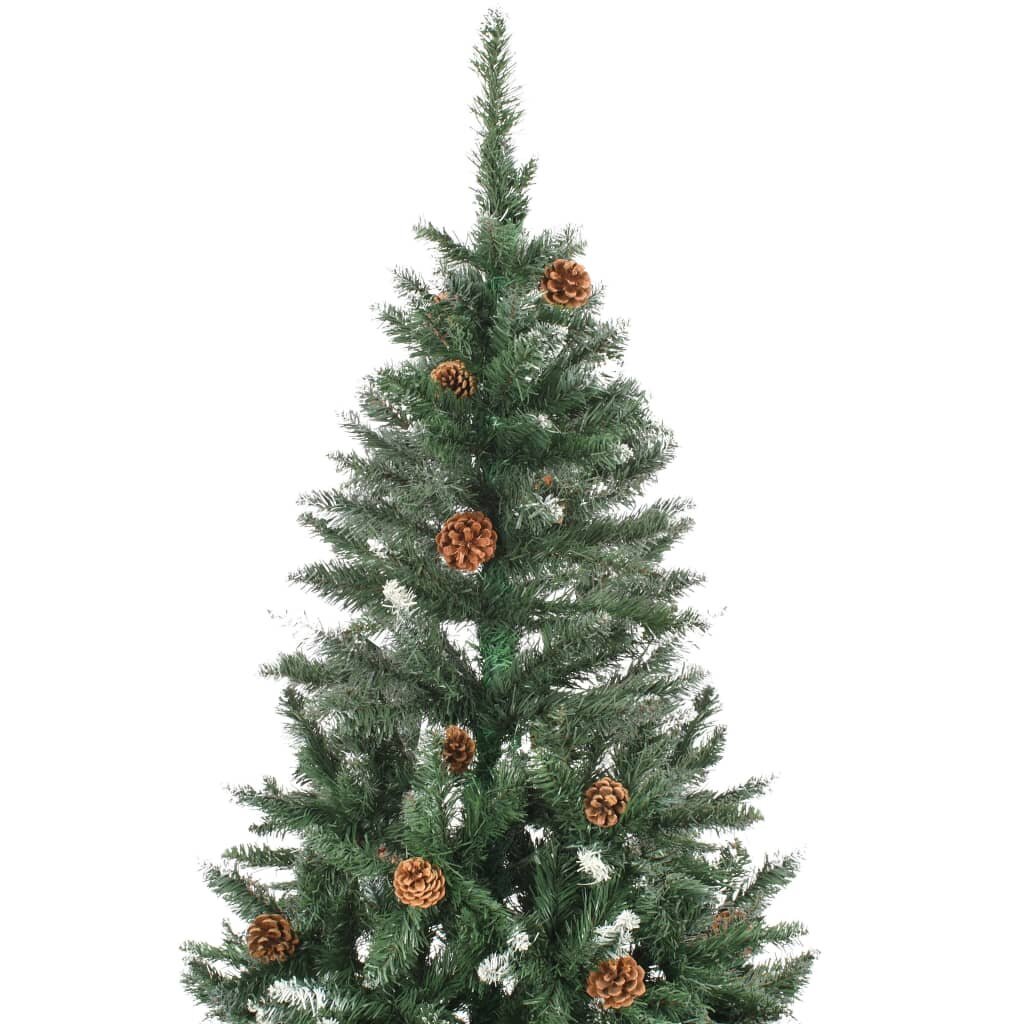 Dirbtinė kalėdinė eglutė su kankorėžiais ir baltu blizgučiu, 150 cm цена и информация | Eglutės, vainikai, stovai | pigu.lt