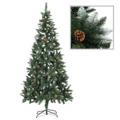 Dirbtinė kalėdinė eglutė su kankorėžiais ir baltu blizgučiu, 210 cm цена и информация | Искусственные елки | pigu.lt