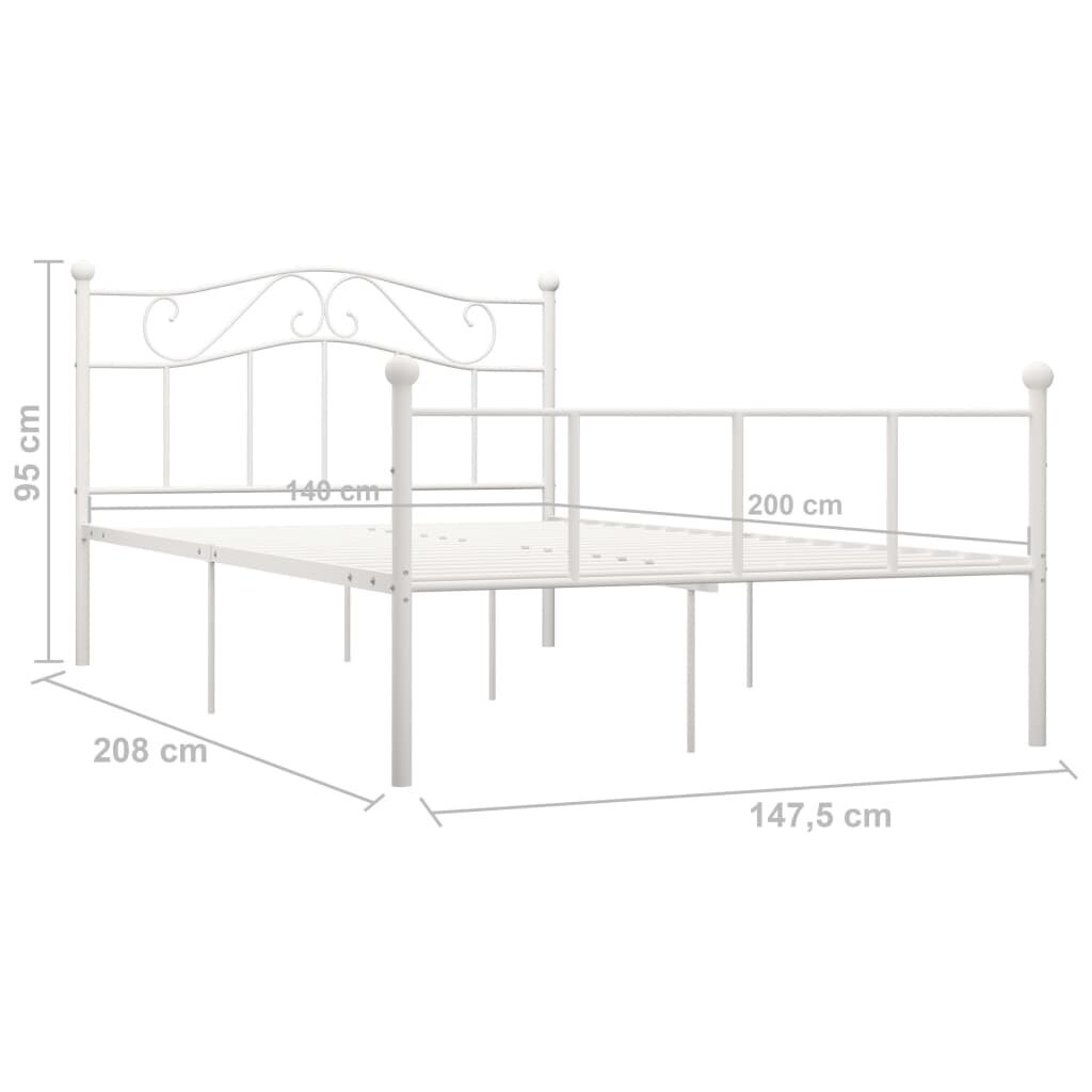 Lovos rėmas, metalinis, 140x200cm, baltas kaina ir informacija | Lovos | pigu.lt