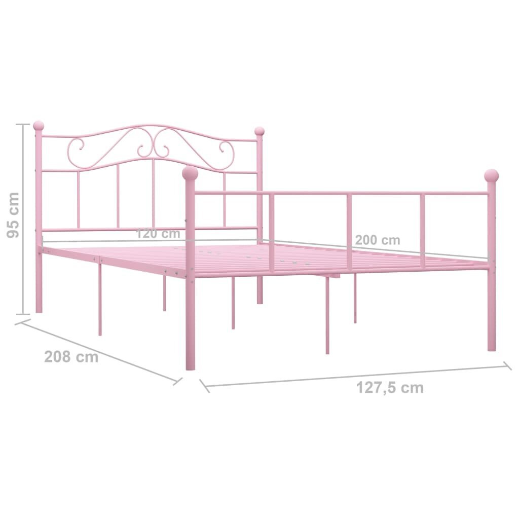 Lovos rėmas iš metalo, 120x200cm, rožinis kaina ir informacija | Lovos | pigu.lt