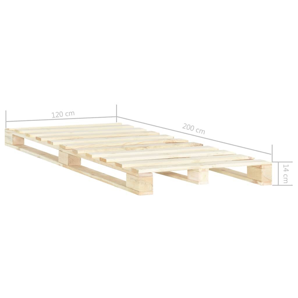 Lovos rėmas iš pušies palečių, 120x200 cm, rudas kaina ir informacija | Lovos | pigu.lt