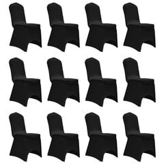 Kėdžių užvalkalai, 12 vnt., juodi, įtempiami (2x241198) цена и информация | Чехлы для мебели | pigu.lt