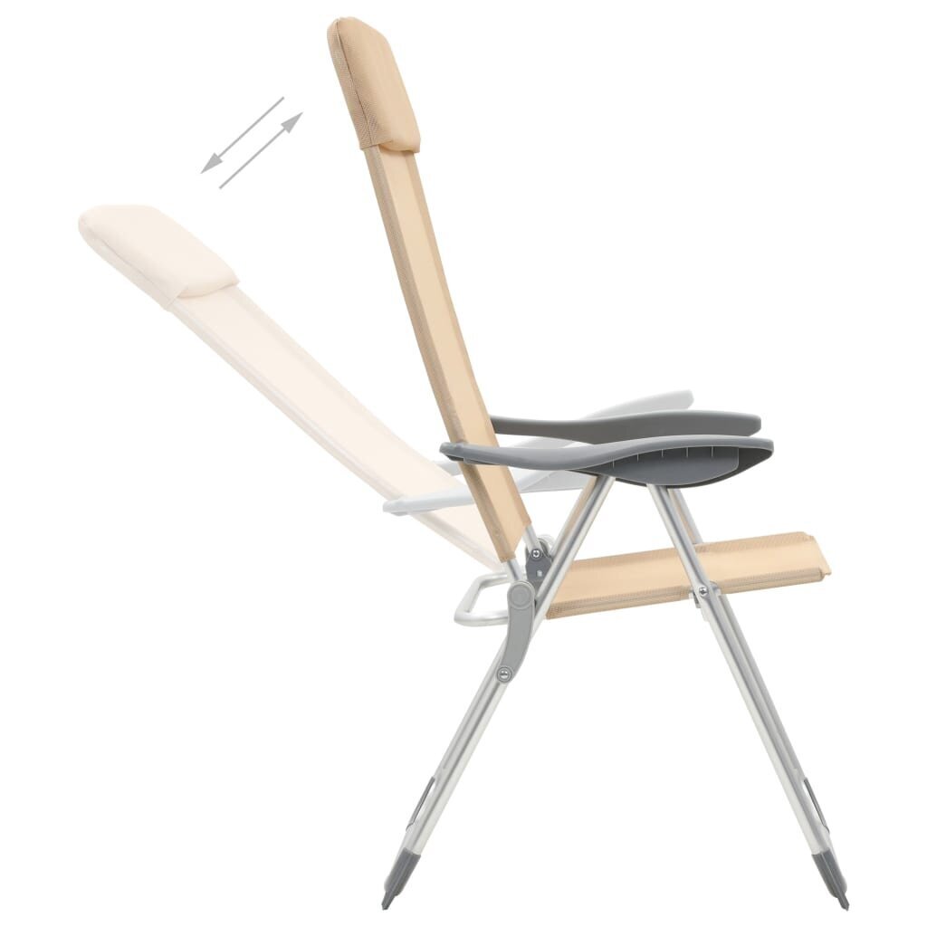 Sulankstoma kempingo kėdė vidaXL, smėlio spalvos, 2 vnt. kaina ir informacija | Turistiniai baldai | pigu.lt