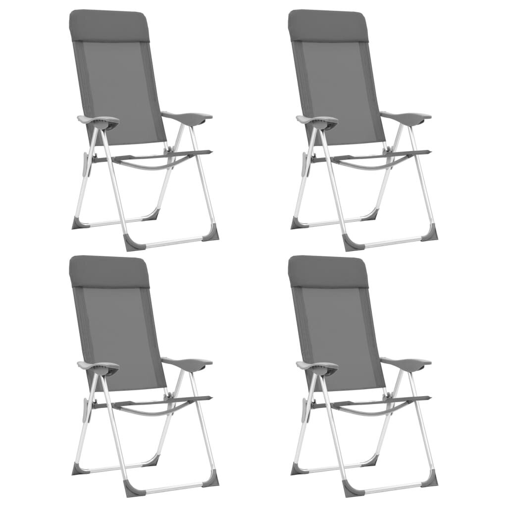 Sulankstomos kempingo kėdės, 4 vnt., pilkos kaina ir informacija | Turistiniai baldai | pigu.lt