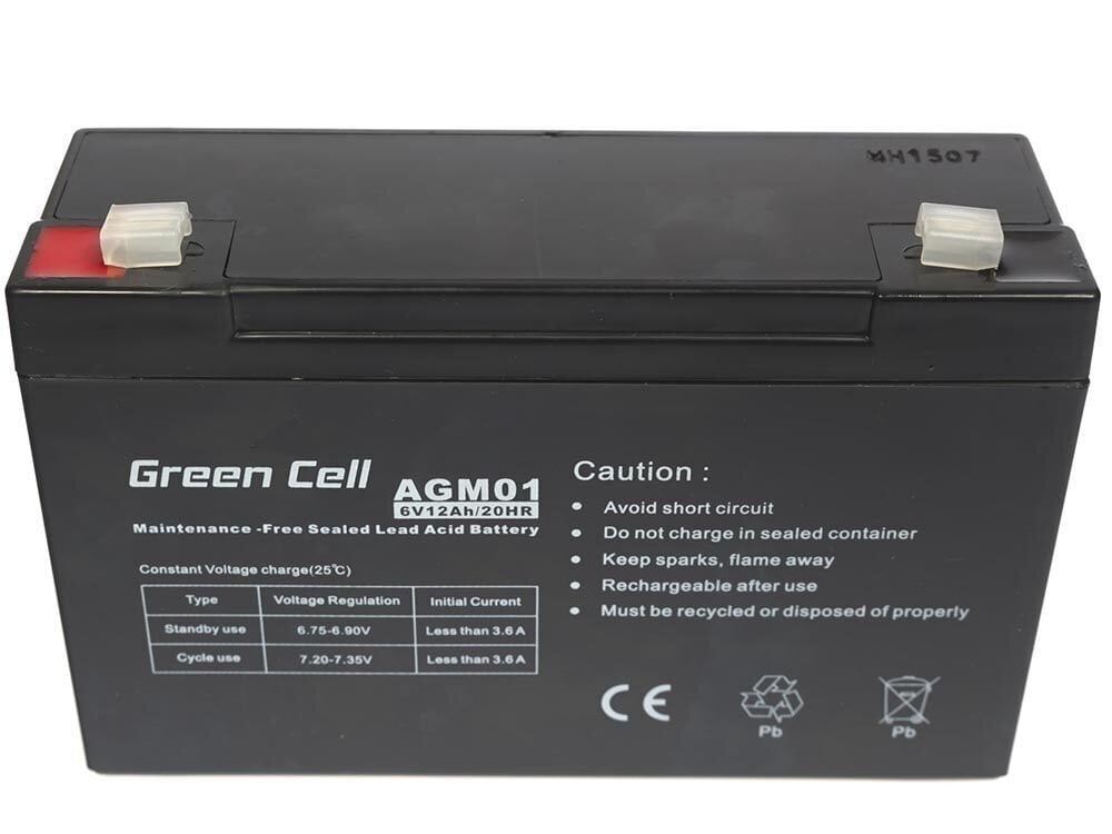 Green Cell AGM akumuliatorius 6V 12Ah kaina ir informacija | Nepertraukiamo maitinimo šaltiniai (UPS) | pigu.lt
