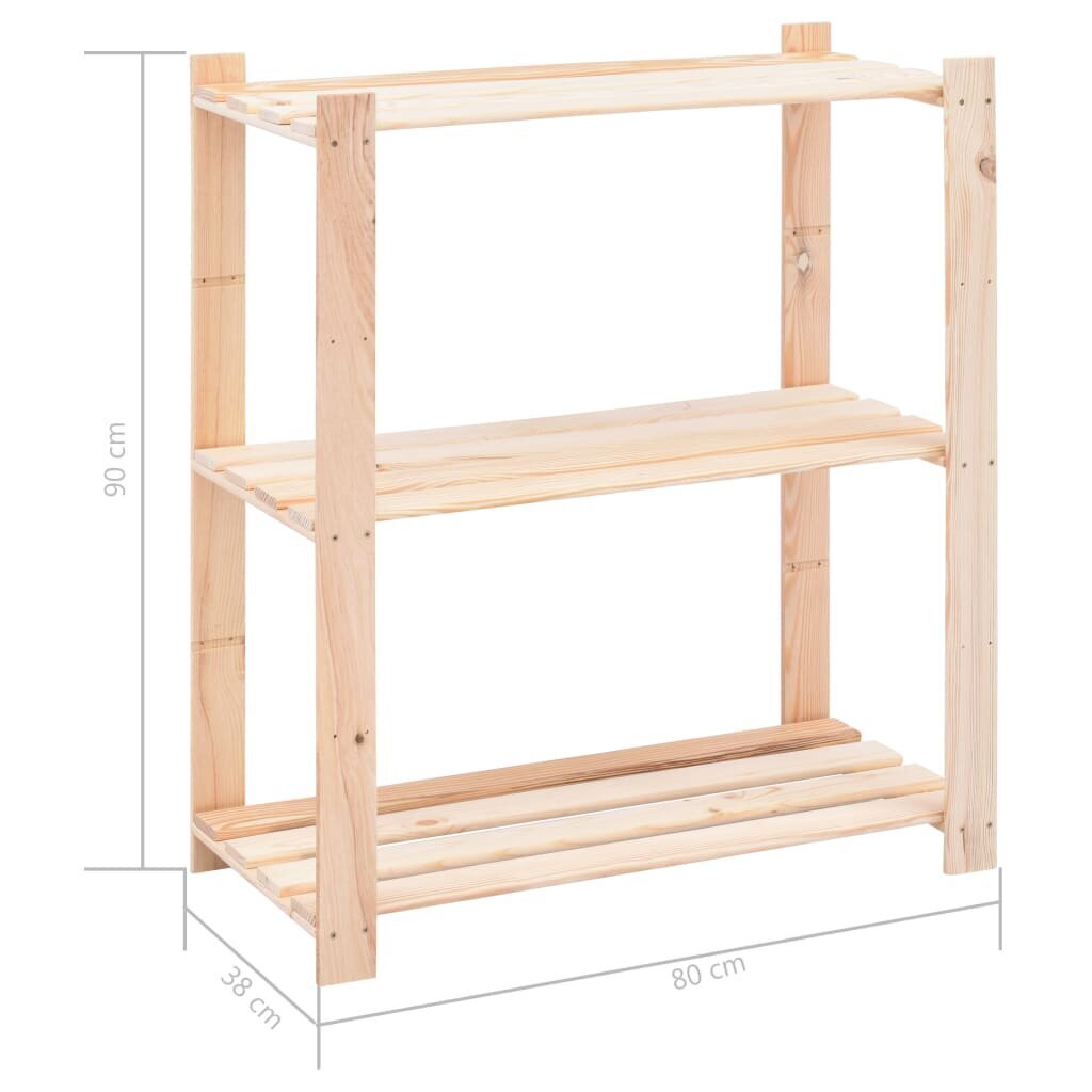 Lentyna daiktams, 3 aukštų, 80x38x90cm, 150kg, kreminės spalvos kaina ir informacija | Sandėliavimo lentynos | pigu.lt