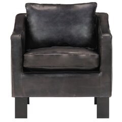 Krėslas, odinis, juodos spalvos цена и информация | Кресла в гостиную | pigu.lt