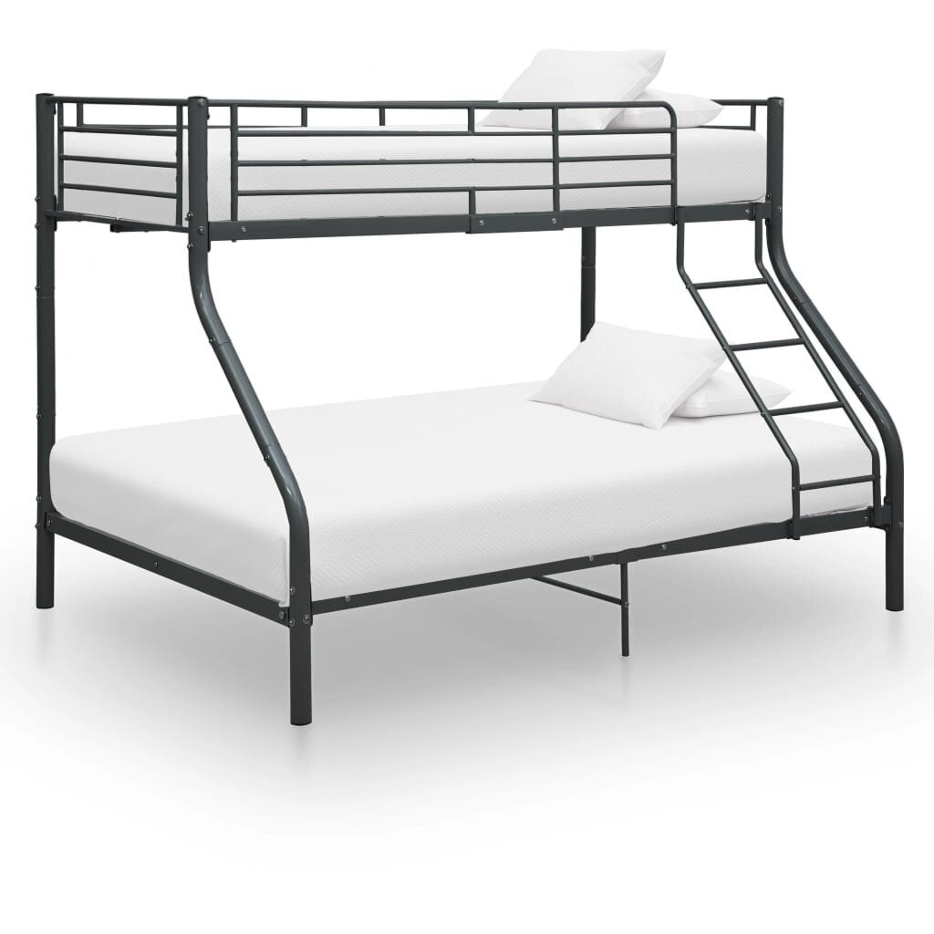 Dviaukštės lovos rėmas iš metalo, 140x200cm/90x200cm, juodas kaina ir informacija | Lovos | pigu.lt