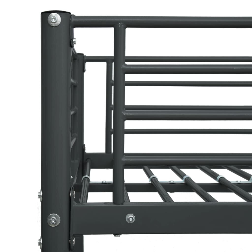 Dviaukštė lova iš metalo, 90x200cm, juoda kaina ir informacija | Lovos | pigu.lt
