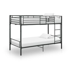 Dviaukštė lova iš metalo, 90x200cm, juoda цена и информация | Кровати | pigu.lt