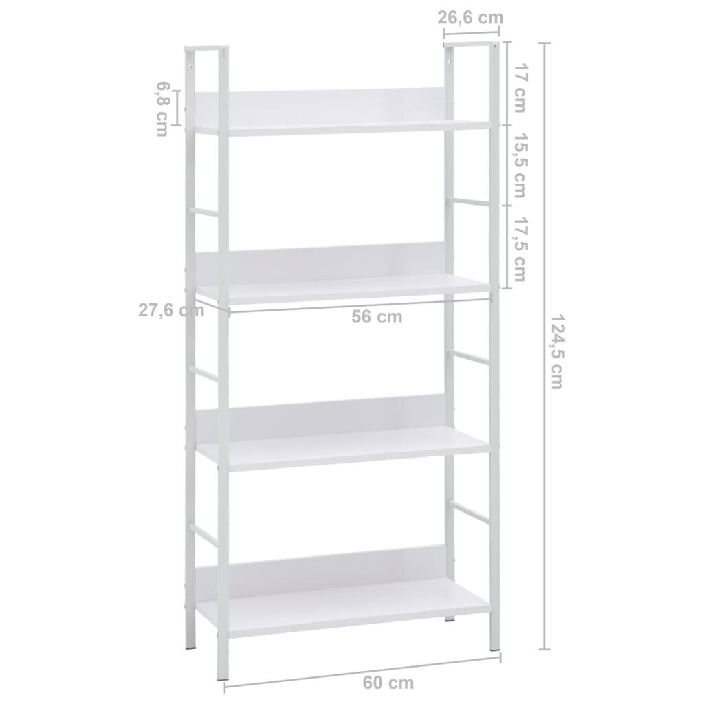 Knygų lentyna iš MDP, 4 aukštų, 60x27,6x124,5cm, balta kaina ir informacija | Lentynos | pigu.lt