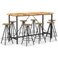 Baro baldų komplektas iš 9 dalių, Vida XL, akacijos mediena kaina ir informacija | Valgomojo komplektai | pigu.lt