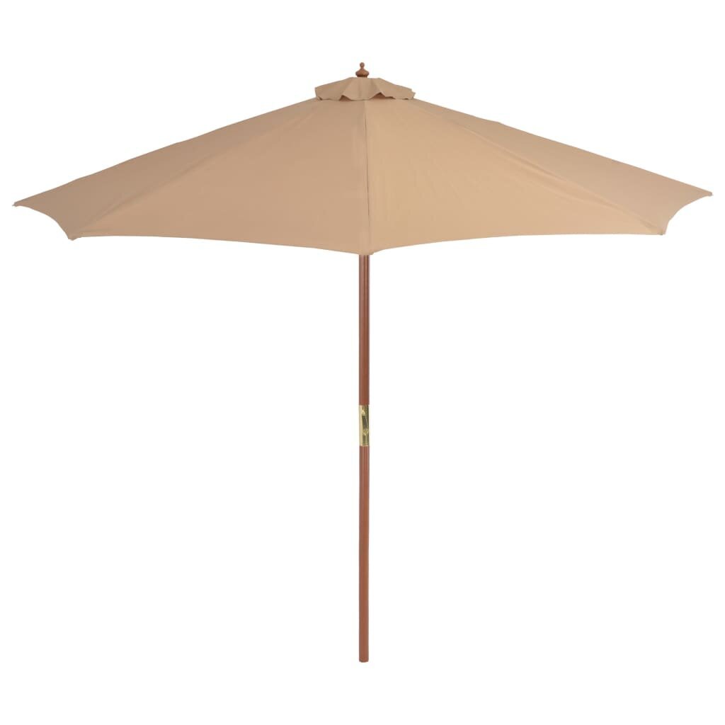 Lauko skėtis su mediniu stulpu, 300 cm, kreminės spalvos цена и информация | Skėčiai, markizės, stovai | pigu.lt