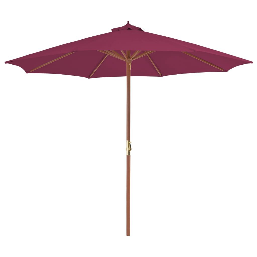 Lauko skėtis su mediniu stulpu, 300 cm, raudono vyno spalvos kaina ir informacija | Skėčiai, markizės, stovai | pigu.lt