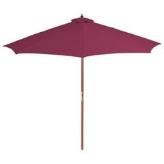 Lauko skėtis su mediniu stulpu, 300 cm, raudono vyno spalvos цена и информация | Зонты, маркизы, стойки | pigu.lt