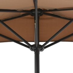 Balkono skėtis su aliuminio stulpu, 270x135cm, rudas kaina ir informacija | Skėčiai, markizės, stovai | pigu.lt
