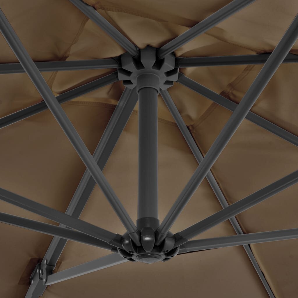 Saulės skėtis su aliuminio stulpu, gembės formos, 250x250cm, rudas kaina ir informacija | Skėčiai, markizės, stovai | pigu.lt