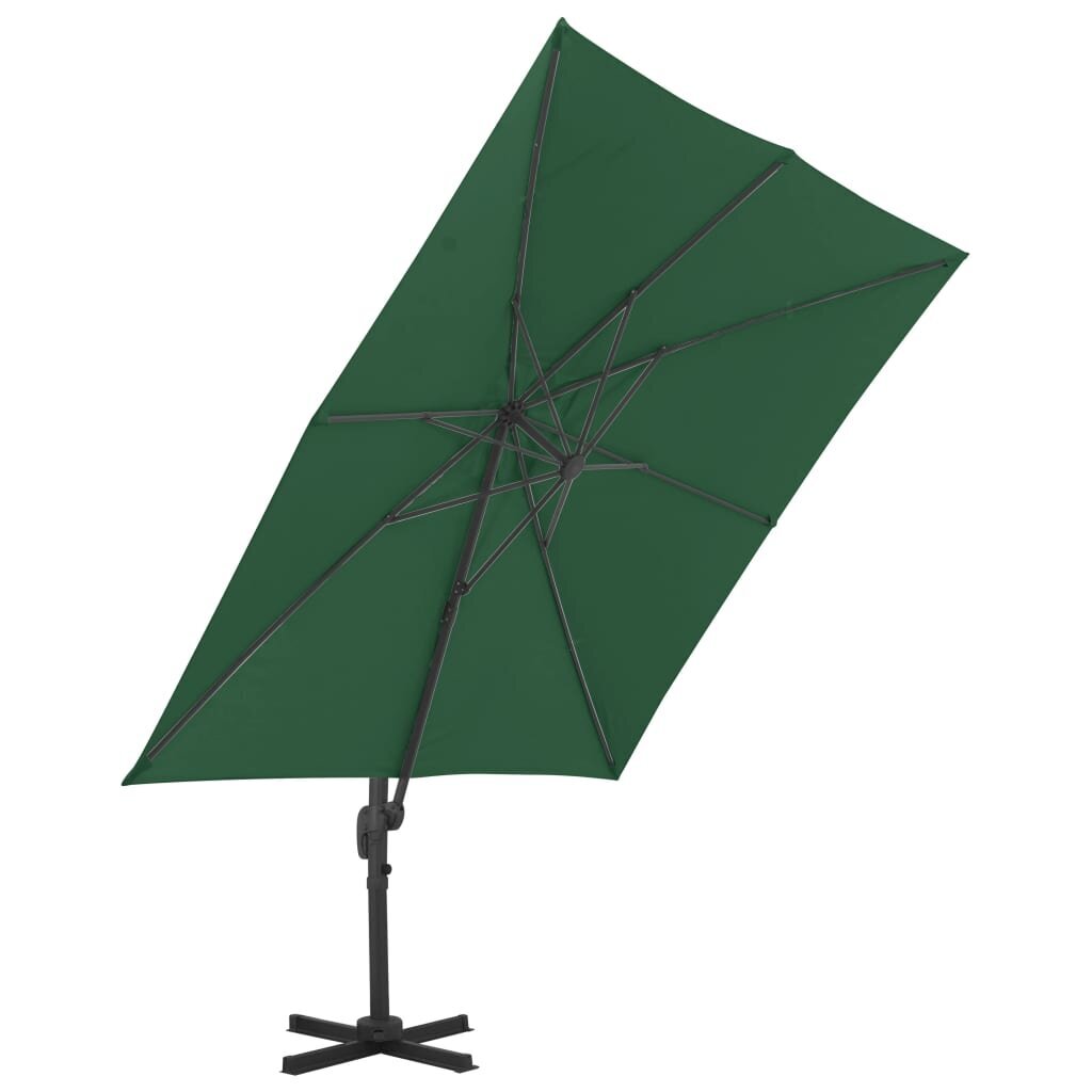 Saulės skėtis su aliuminio stulpu, 400x300cm, žalias kaina ir informacija | Skėčiai, markizės, stovai | pigu.lt