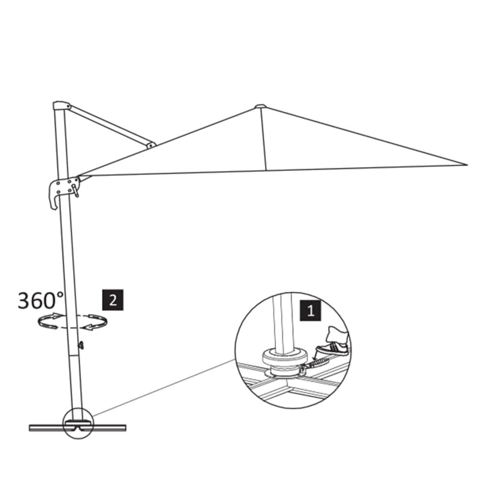 Skėtis nuo saulės vidaXL aliuminio stulpu, gembės formos, 300x300cm, pilkas kaina ir informacija | Skėčiai, markizės, stovai | pigu.lt