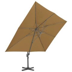 Saulės skėtis su aliuminio stulpu, gembės formos, 400x300cm, rudas kaina ir informacija | Skėčiai, markizės, stovai | pigu.lt