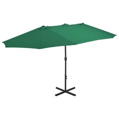 Lauko skėtis su aliuminio stulpu, 460x270 cm, žalias цена и информация | Зонты, маркизы, стойки | pigu.lt