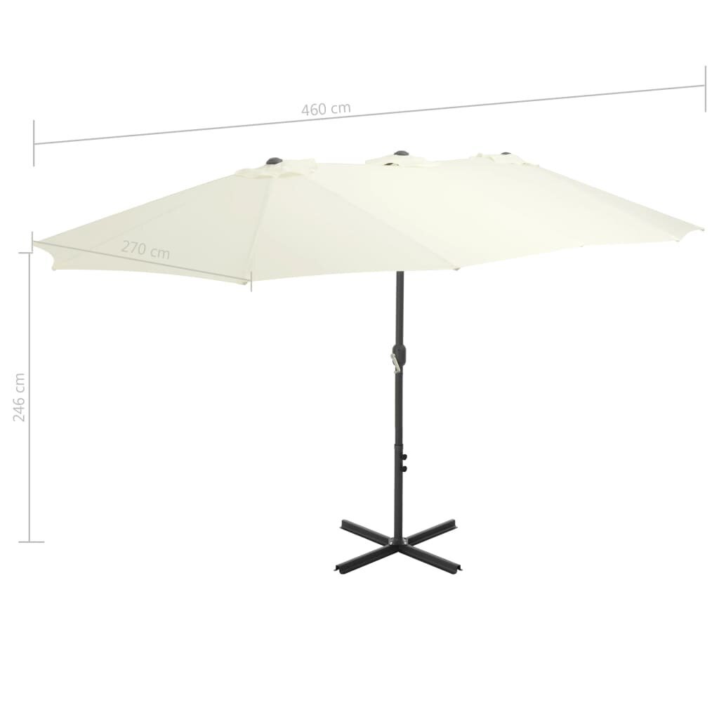 Lauko skėtis su aliuminio stulpu, 460x270 cm, kreminės spalvos kaina ir informacija | Skėčiai, markizės, stovai | pigu.lt