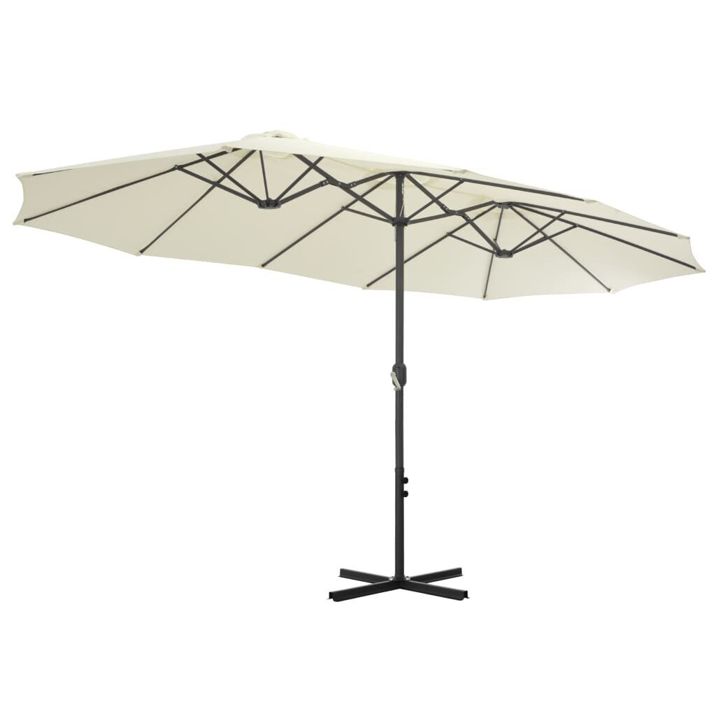 Lauko skėtis su aliuminio stulpu, 460x270 cm, kreminės spalvos kaina ir informacija | Skėčiai, markizės, stovai | pigu.lt