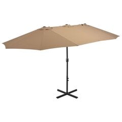Lauko skėtis su aliuminio stulpu, 460x270 cm, rudos spalvos цена и информация | Зонты, маркизы, стойки | pigu.lt