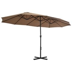 Lauko skėtis su aliuminio stulpu, 460x270 cm, rudos spalvos цена и информация | Зонты, маркизы, стойки | pigu.lt