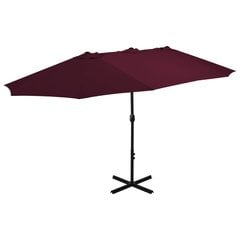 Lauko skėtis su aliuminio stulpu, 460x270cm, raudonos vyno spalvos цена и информация | Зонты, маркизы, стойки | pigu.lt