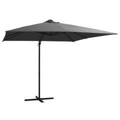 Gembinis skėtis su LED/plieniniu stulpu, 250x250cm, pilkas kaina ir informacija | Skėčiai, markizės, stovai | pigu.lt