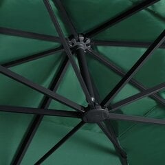 Gembinis skėtis vidaXL su LED/aliuminio stulpu, 400x300cm, žalias цена и информация | Зонты, маркизы, стойки | pigu.lt