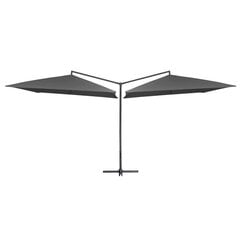 Dvigubas skėtis su plieniniu stulpu, 250x250cm, antracito spalvos kaina ir informacija | Skėčiai, markizės, stovai | pigu.lt