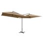 Dvigubas skėtis su plieniniu stulpu, 250x250cm, rudas kaina ir informacija | Skėčiai, markizės, stovai | pigu.lt