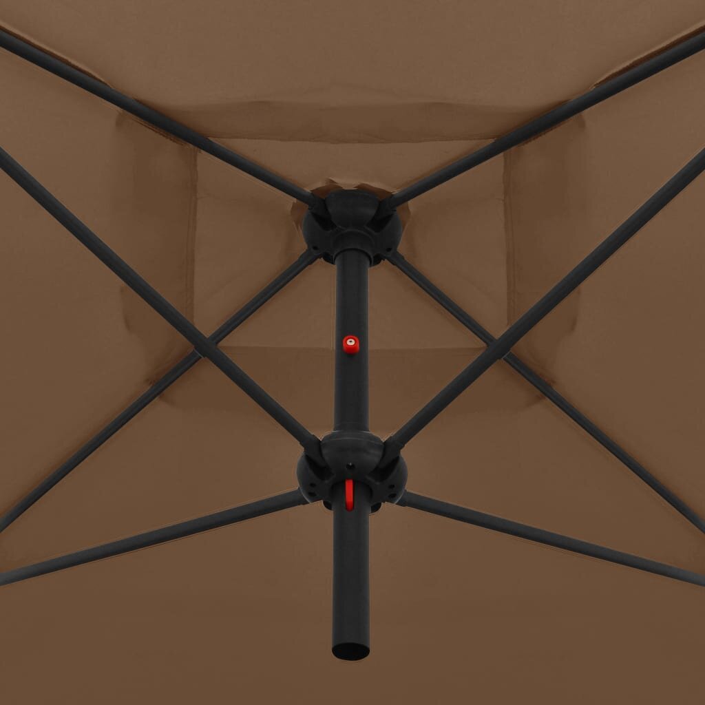 Dvigubas skėtis su plieniniu stulpu, 250x250cm, rudas kaina ir informacija | Skėčiai, markizės, stovai | pigu.lt