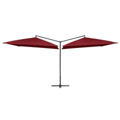 Dvigubas skėtis vidaXL su plieniniu stulpu, 250x250cm, raudonas kaina ir informacija | Skėčiai, markizės, stovai | pigu.lt