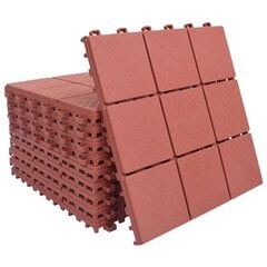 Grindų plytelės, 10 vnt., raudonos, 30.5x30.5 cm, plastikas kaina ir informacija | Terasos grindys | pigu.lt