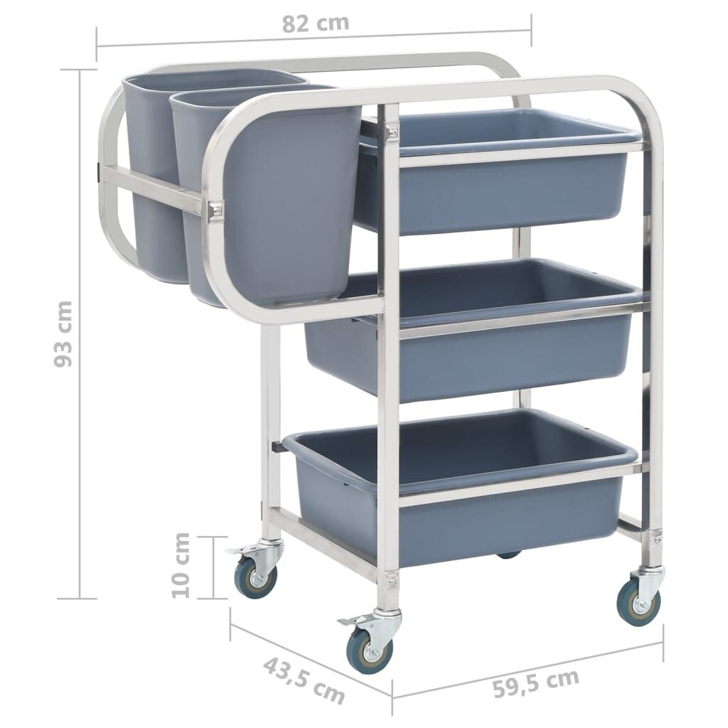 Virtuvės vežimėlis su plastikinėmis dėžėmis, 82x43,5x93 cm kaina ir informacija | Virtuvės ir valgomojo stalai, staliukai | pigu.lt