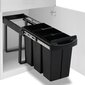 Ištraukiama virtuvės spintelės šiukšliadėžė rūšiavimui, 36l, juoda kaina ir informacija | Šiukšliadėžės | pigu.lt