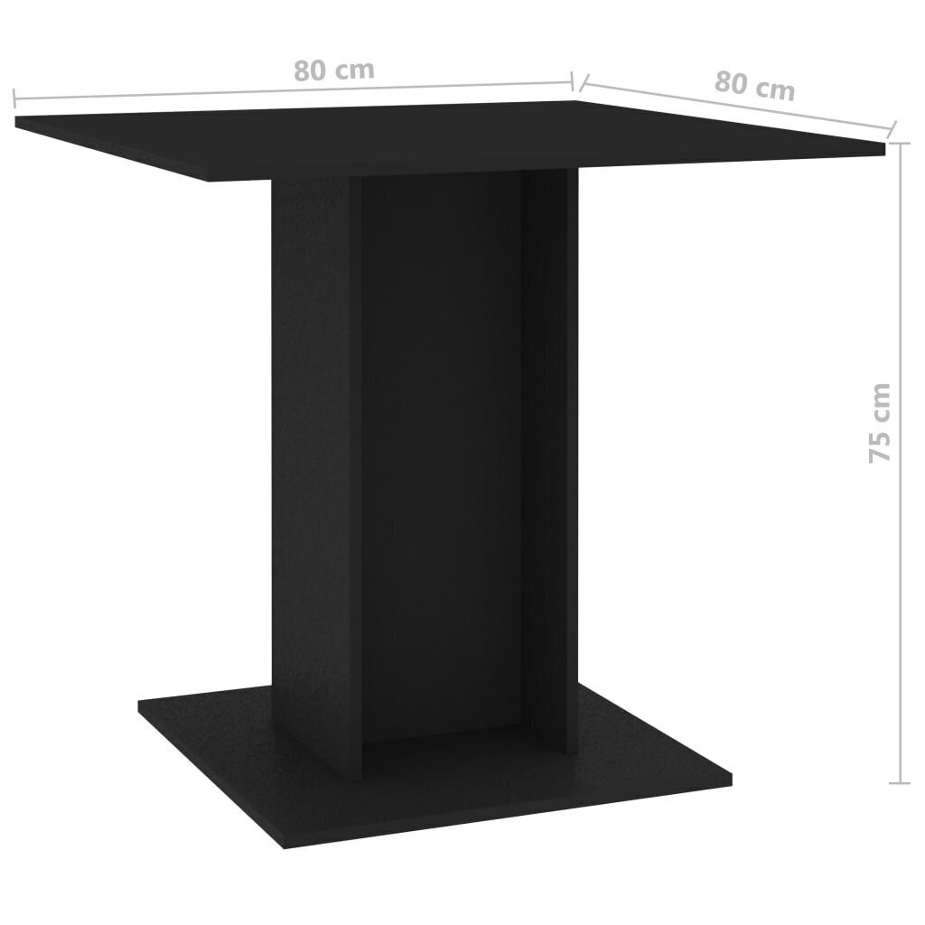 Valgomojo stalas, 80x80x75 cm, juodas цена и информация | Virtuvės ir valgomojo stalai, staliukai | pigu.lt