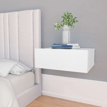 Pakabinamas naktinis staliukas, baltos sp., 40x30x15cm kaina ir informacija | Spintelės prie lovos | pigu.lt