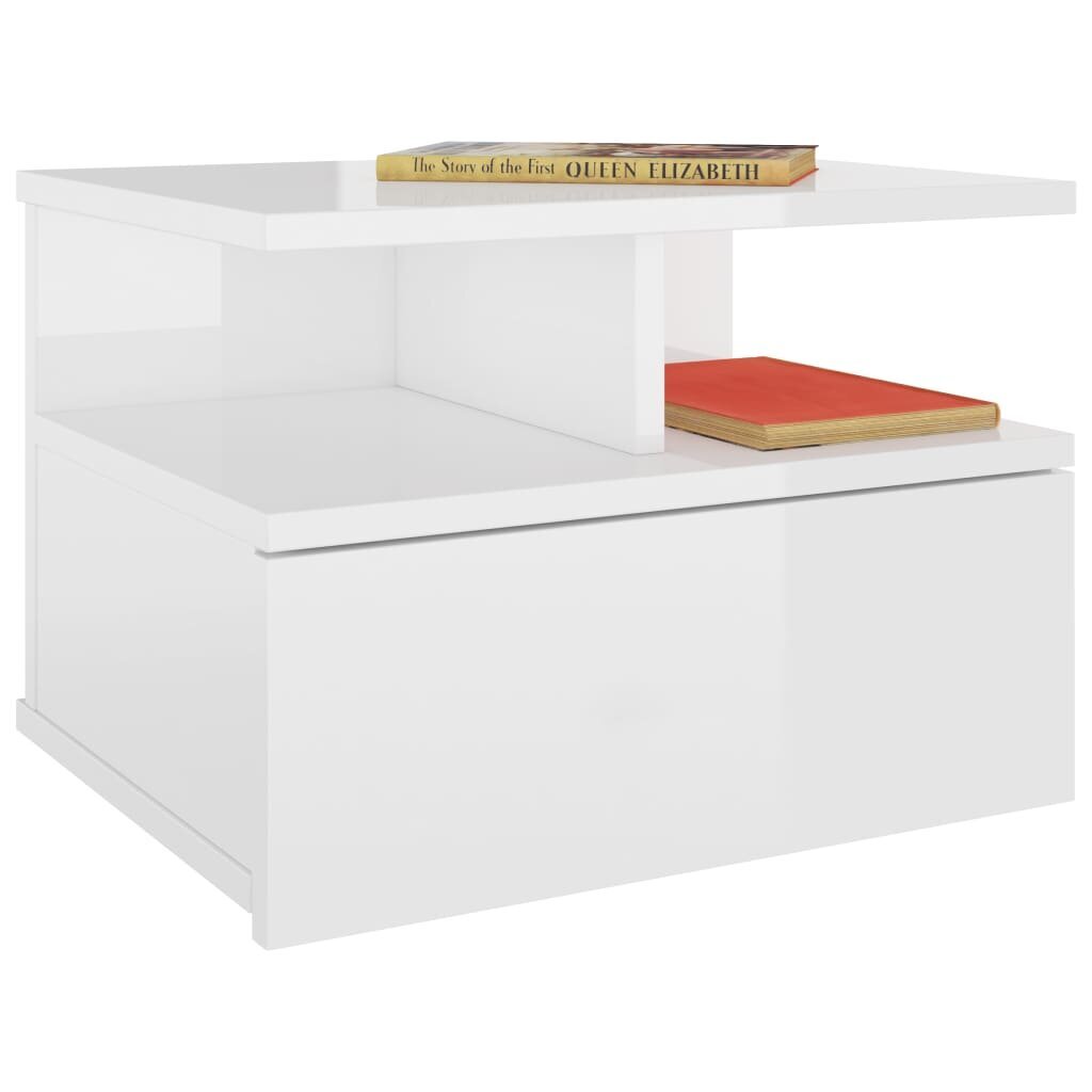Pakabinamas naktinis staliukas, baltos sp., 40x31x27cm kaina ir informacija | Spintelės prie lovos | pigu.lt